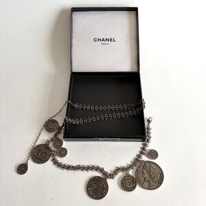 CHANEL 2003 ARCHIVE SILVER COINS NECKLACE BELT